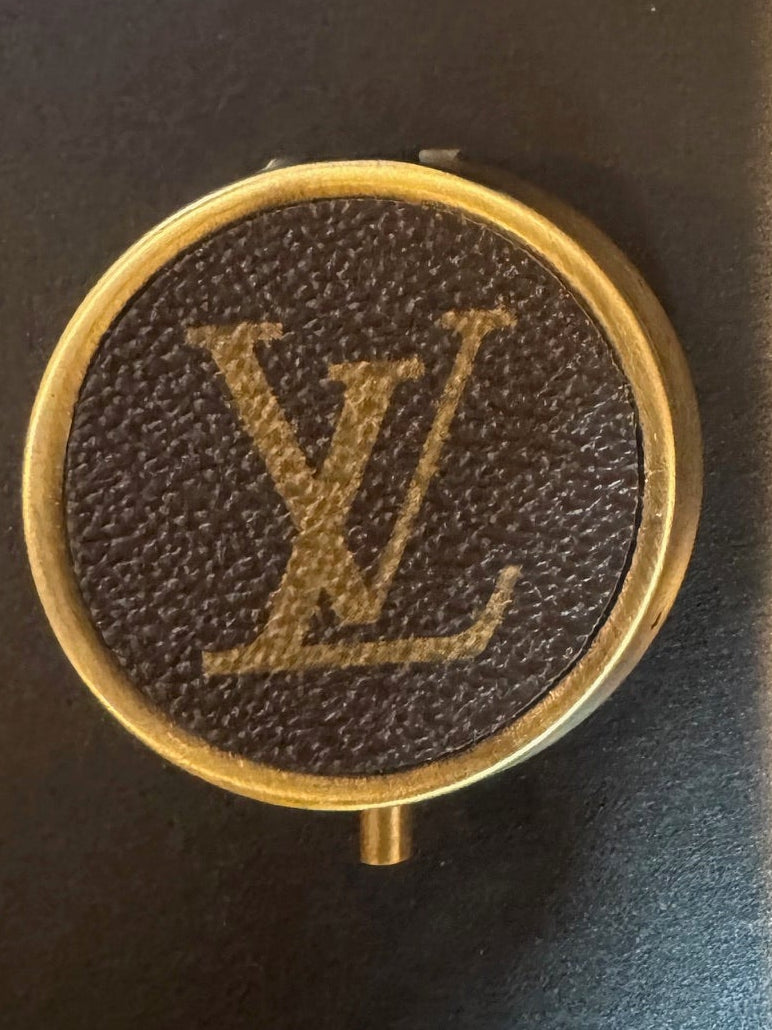 Upcycled Monogram Pill Box - Antique Bronze Stash Case | Push Button